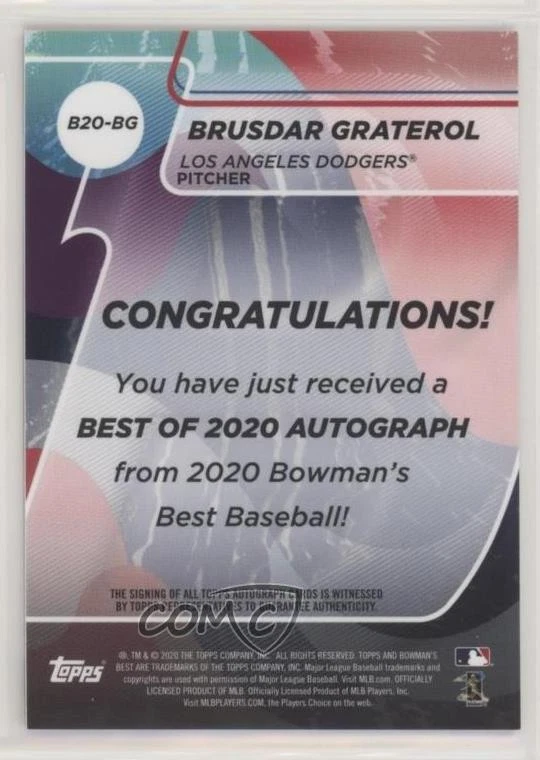 2020 Bowman's Best Best of 2020 Auto Brusdar Graterol #B20-BG Rookie Auto RC - Image 2 of 2