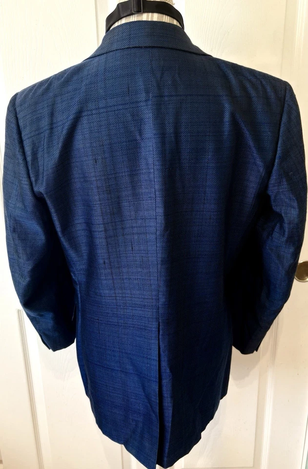 VTG 50s 60s Atomic Blue and Black Satin Tuxedo Smoking Jacket With Bow Tie 38R - Image 3 of 4