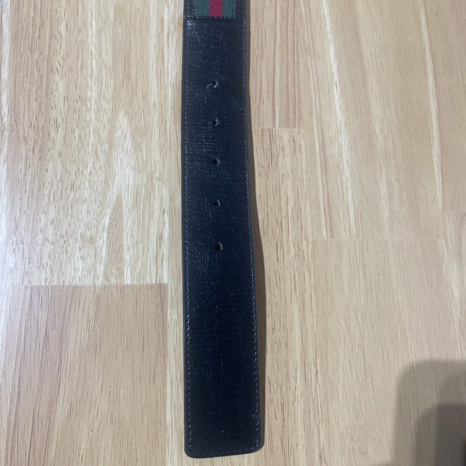 Cinturón Gucci Para Hombre Negro Verde Rojo Rayas GG Talla 36 Foto 3 de 4