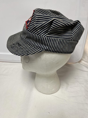 Vintage Wabash Line Hat Cap Snap Back Stripe Patch Railroad Mens Medium 80s - 第 5/9 張圖片