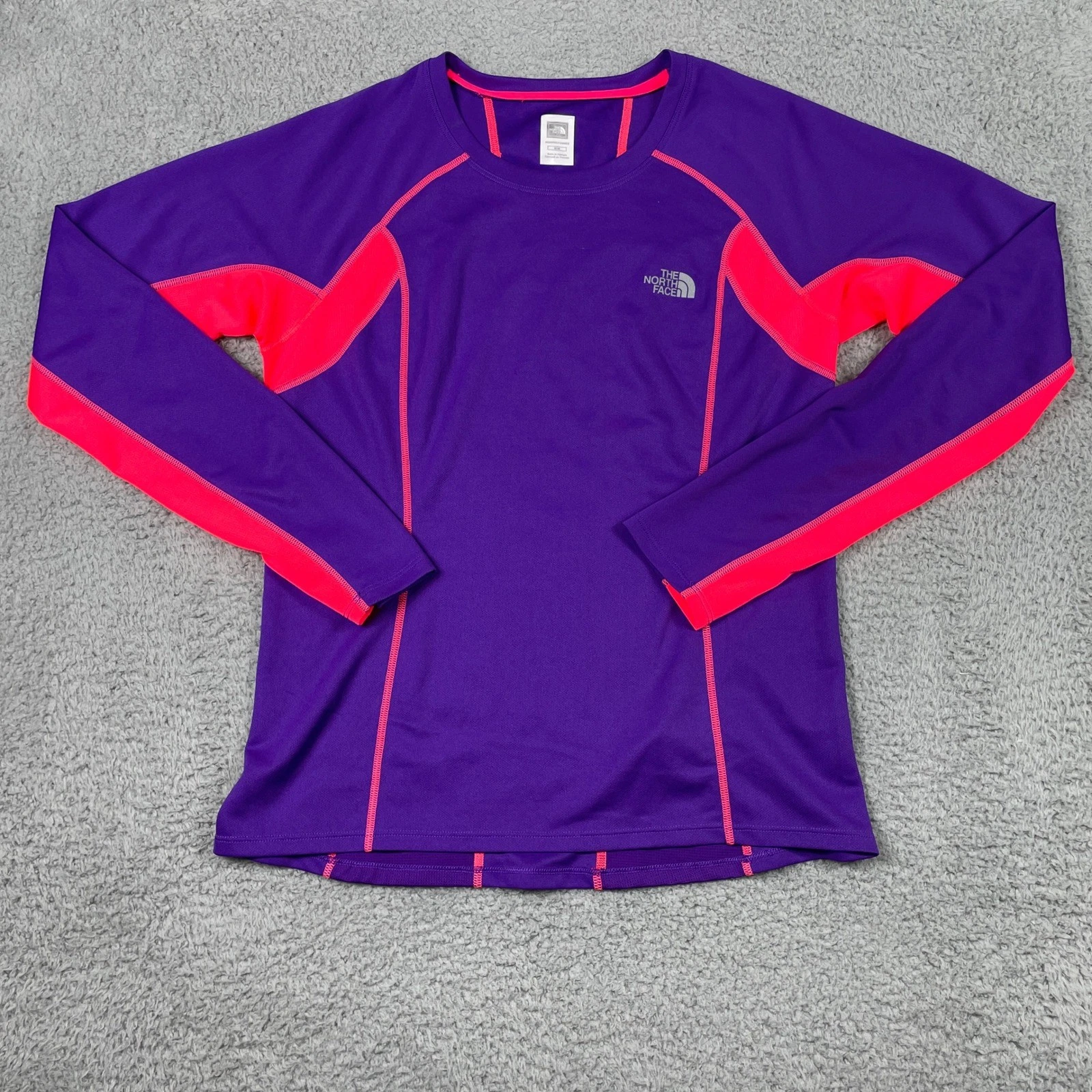 The North Face FlashDry Running Shirt Womens Medium Purple Pink Long Sleeve Top