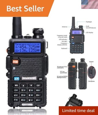 Programmable UV-5R Two Way Radio - 144-148MHz & 420-450MHz, 12 Hour Battery