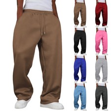 Men's Baggy Pants Wide Leg Drawstring Waist Loose Sweatpants with Pockets