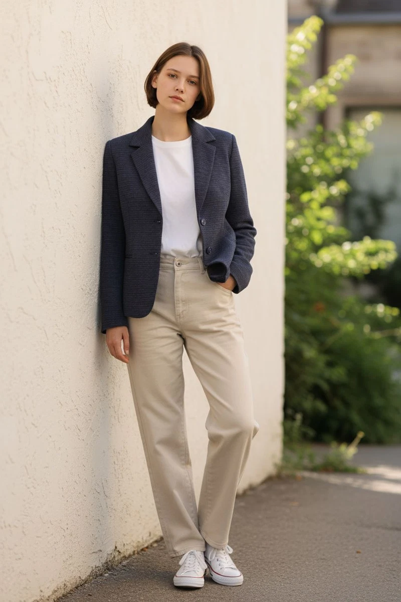 LifeShe Giacca Blazer Donna In Tweed – Maniche A Sbuffo Corte – Colori Pastello