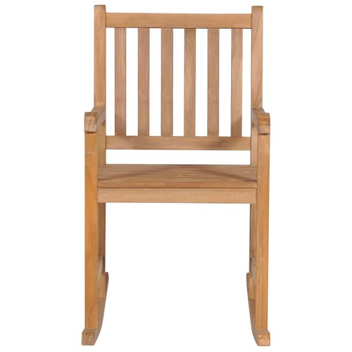 Schaukelstuhl mit Blauem Kissen Massivholz Teak - Bild 3 von 9