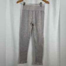 Ribbed high waisted small Leggings stretchy sandstone