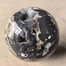 36.8LB Top Natural Volcanic Rock Agate Quartz Sphere Crystal Ball Reiki