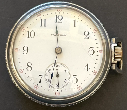 Antique 1909 Waltham Sterling 1883 Pocket Watch Ticks Running Case 18s 7j USA