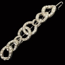 CHANEL Barrette Hair clip pin AUTH Coco CC Logo Silver kenkenjp Rhinestone Box