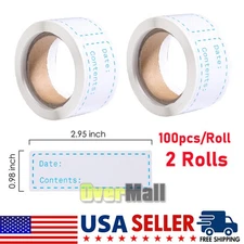 200 White 3x1 Inch Freezer Adhesive Write On Food Labels Stickers (in Strips)