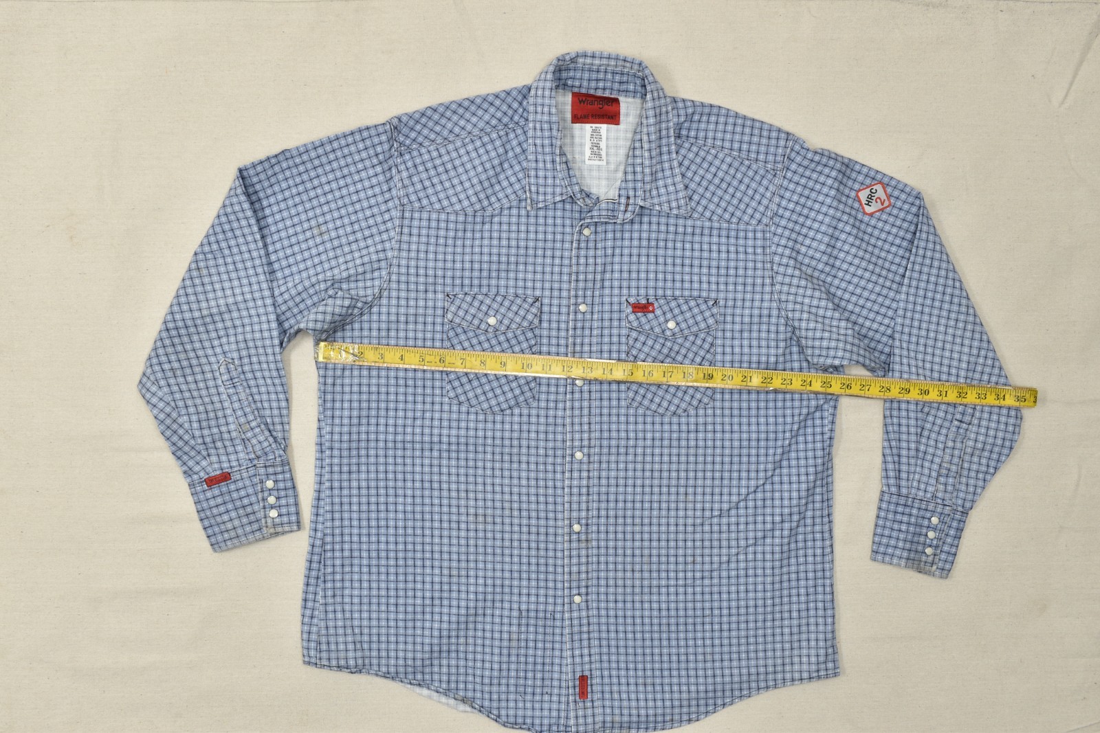 Wrangler FR Flame Resistant Plaid Western Snap Work Shirt Blue XXL Regular HRC 2 thumbnail 10