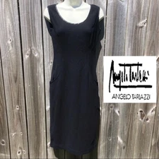 Angelo Tarlazzi NWT Wool Dress 6 Vintage Black Sleeveless Midi Length Sheath