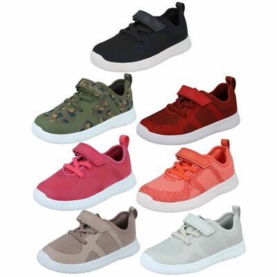 Kinder Clarks Ath Flux T Klettverschluss Riemen Freizeit Textil erste Turnschuhe