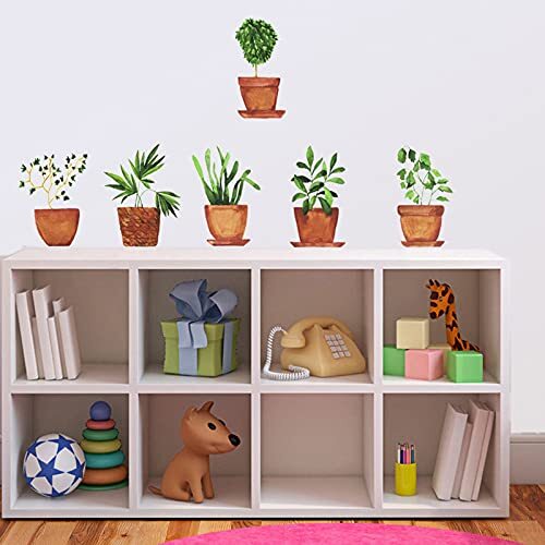6 Sheets Freshness Green Plant Potted Wall Decals Plant Wall Stickers for - 第 3/6 張圖片