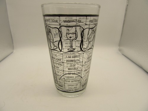 Vintage Bar Glass Mixed Drinks 8 Recipes 6'' Tall - Picture 10 of 12