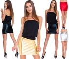 Womens Shiny Mini Skirt Metallic Faux Leather Liquid Wet Look Bodycon S-2XL RIO