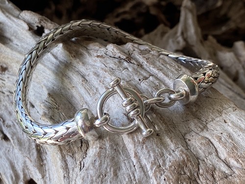 BA SUARTI BALI 925 STERLING SILVER COBRA LINK TOGGLE BRACELET 8" - Picture 10 of 23