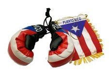 Puerto Rico Rican Mini Banner Flag Car Rearview Mirror Boriquen Boxing Glove PR
