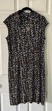 Chaps Brown White Geometric Collared Sleeveless Stretch Career Dress XL