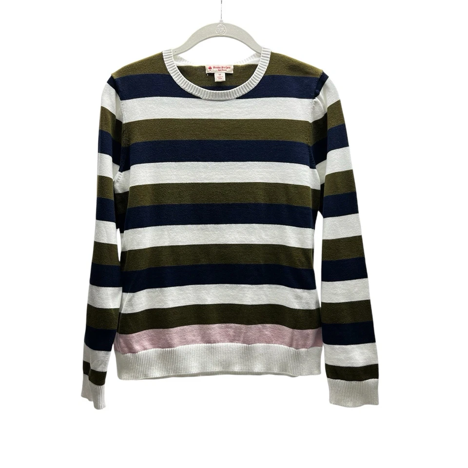 Brooks Brothers Red Fleece Women's Striped Olive & Blue Cotton Sweater Size S - Image 2 of 4