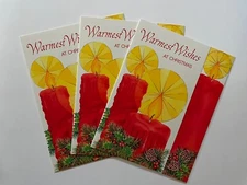 3 Vintage Plus Mark Christmas Cards Warmest Wishes w/Bookmarks 