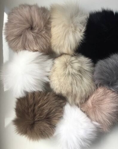 Pelz Bommel Blaufuchs Silberfuchs Rotfuchs Echt Fell Pompon Puder Rosa 12 cm NEU - Bild 10 von 10