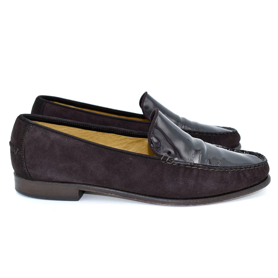 Mocasines sin cordones Escada marrón oscuro de gamuza y charol talla 9 B/39 Foto 2 de 4