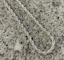 925 Sterling Silver Mens Boys Twisted Link Rope Chain Necklace Thick 3.5mm Italy