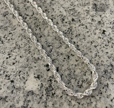 925 Sterling Silver Mens Boys Twisted Link Rope Chain Necklace Thick 3.5mm Italy