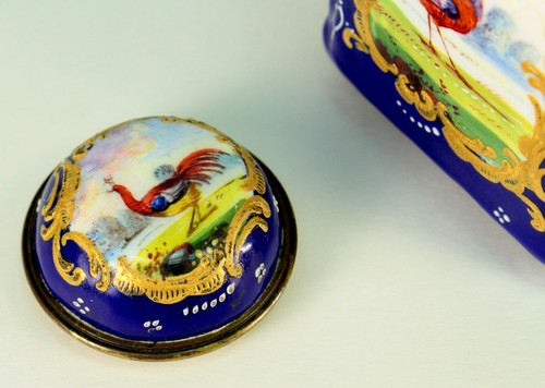~ Antique 1700-1760 English BATTERSEA Enamel Tea Caddy Ship Scene Bilston - Picture 10 of 12