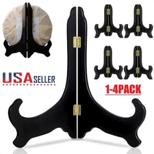 4Pcs Easel Plate Holder Wooden Display Stand Bowl Dish Rack Book Pedestal Decor