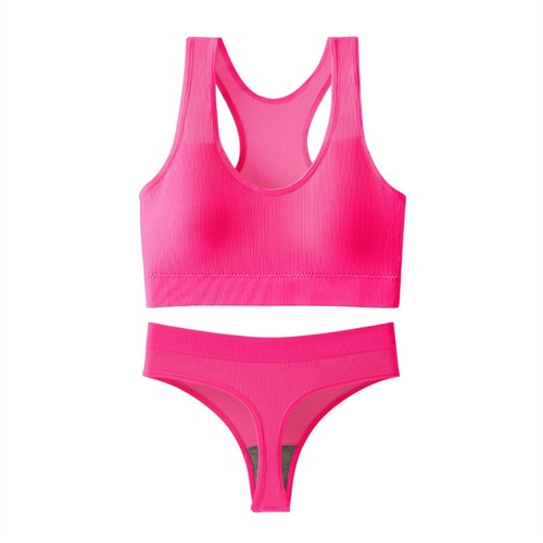 Damen-Unterwäsche-Set nahtlos gerippt hochtaillierte Slips Unterhose mit Sport-BH - Bild 50 von 68