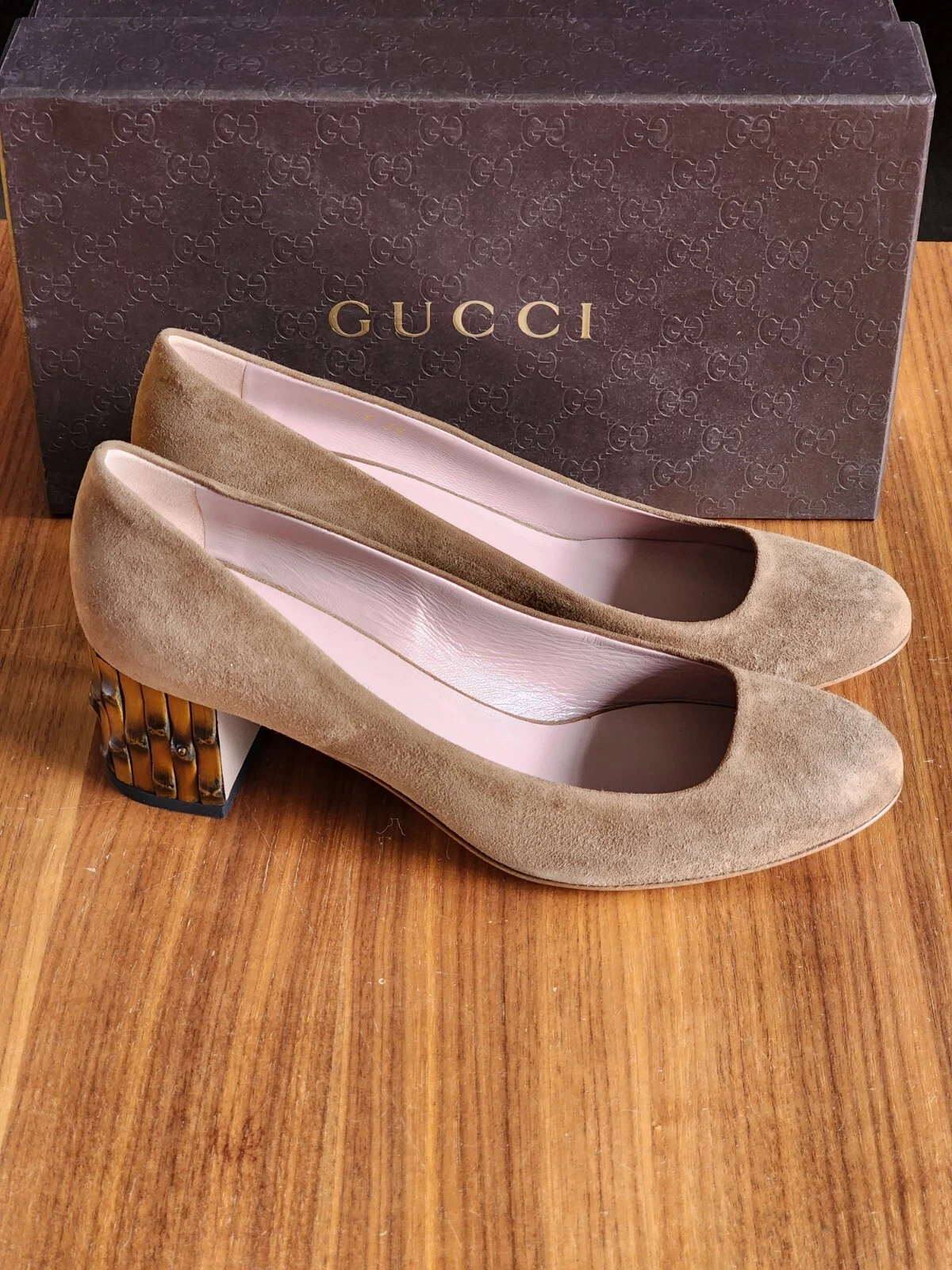 Escarpins femme GUCCI marron daim bambou 9 39 100 % authentiques NEUFS