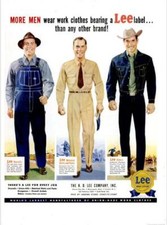 1951 Lee PRINT AD Work Clothes Overalls Matched shirts pants Western Cowboy wear