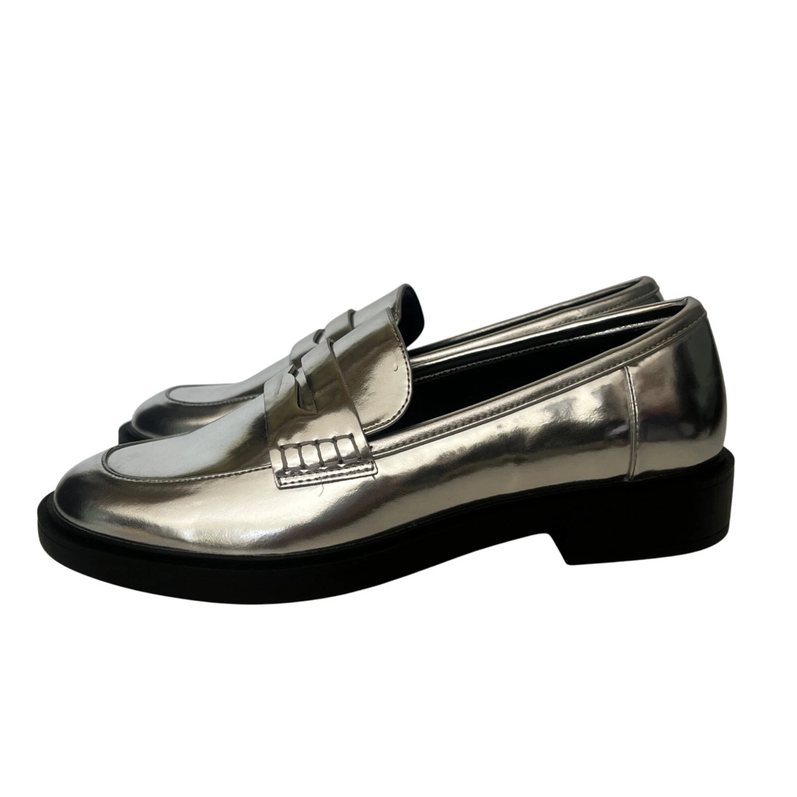 Mocassini Jordan A New Day argento finitura metallizzata e suola nera donna taglia 10 nuovi con etichette