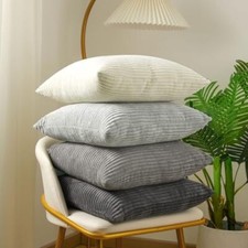 Corduroy Throw Pillow Covers 18x18, Set of 4 Multi-Color 18x18 Inch Gray