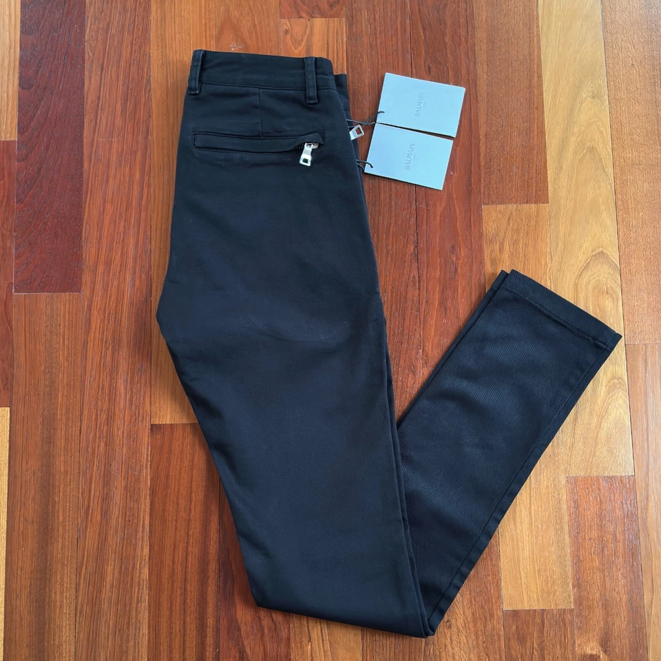 BALMAIN Men's Black Slim Trousers, Size 28 US (44 EU) - $950 Retail (New BNWT) - Image 2 of 4