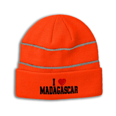 Reflective Beanie for Men & Women I Love Madagascar I Love Acrylic 1 Size