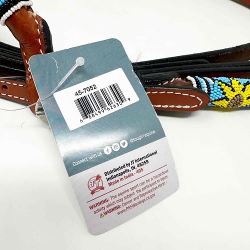 Tack Set Headstall & Breastcollar Set Leather Beaded Sunflower Tough 1 NEW - Picture 5 of 9