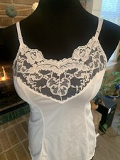 Vassarette Vintage White Satiny Nylon Shiny Cami Camisole Womens S 32  Beautiful