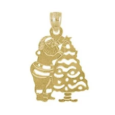 New 14k Yellow Gold Santa Clause Pendant