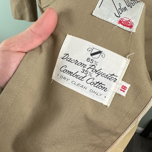 Vintage John Weitz Mens Trench Coat Boys 18 Fits Med Nylon Beige Lord + Taylor - Picture 7 of 15