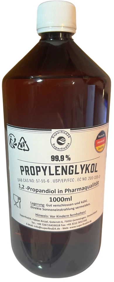 Propylenglycol 99,9% - 1000g - Hochwertige Pharmaqualität 1 L. von Superfind24
