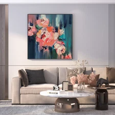 Handpaint Flower Oil Painting Decoration Living Room Wall Painting Colourful