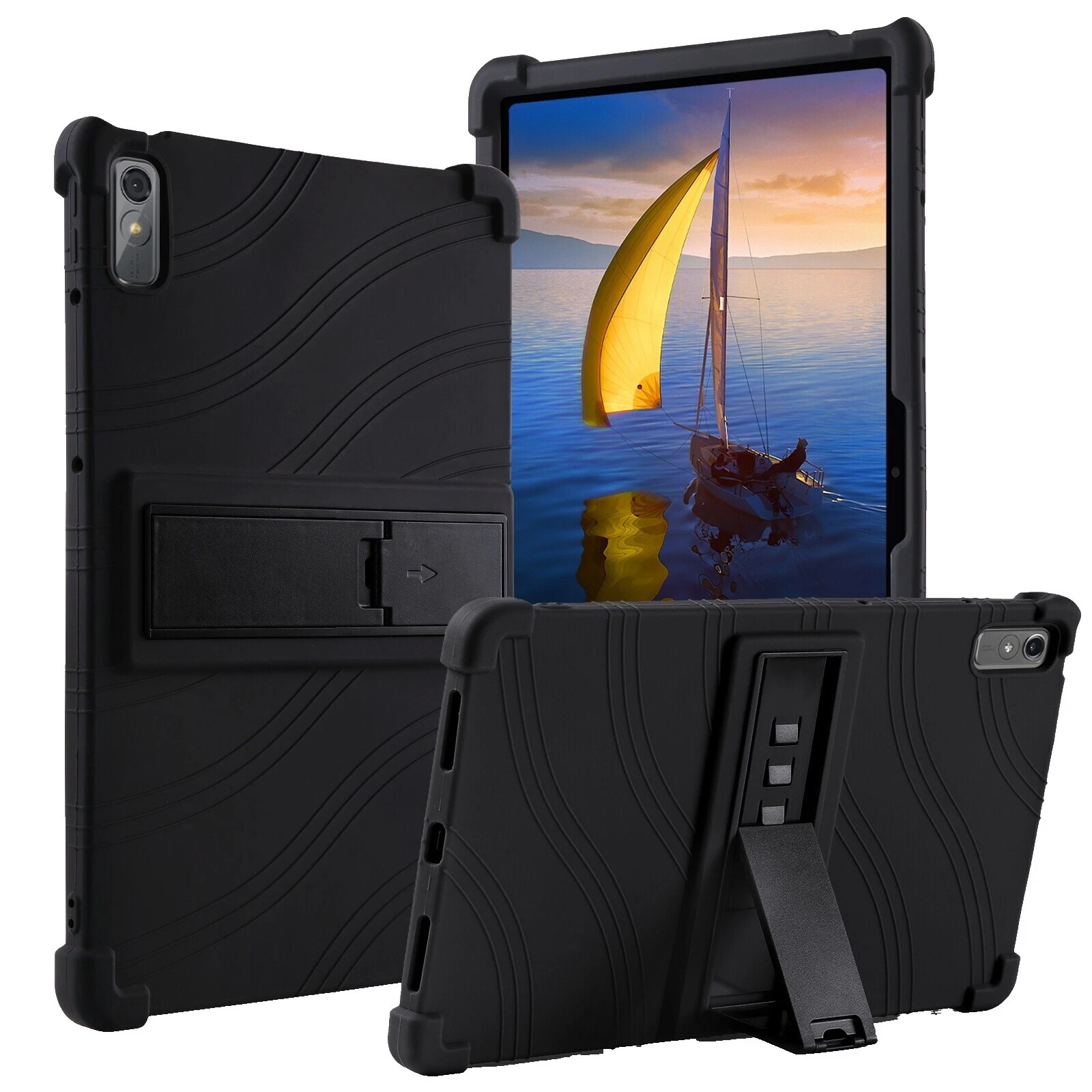 Negro Silicona/gel/goma tablets y e-reader de los casos, cubiertas y Teclado Folios Para Lenovo