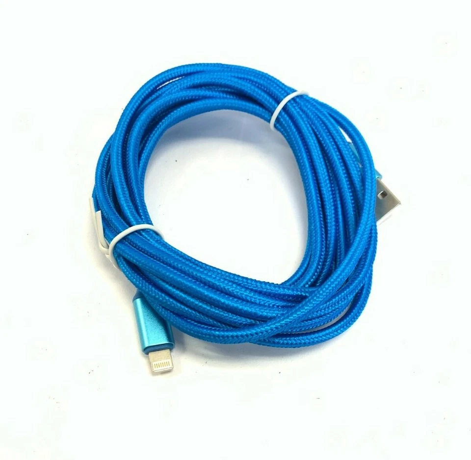 5 Asst 10 ft Braided Extra Strong iPhone 8 X XR XS Pro USB Power Charging Cables - Image 2 of 4