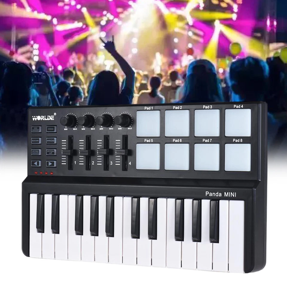 Worlde Panda mini 25-Key Portable USB Keyboard Drum Pad MIDI Electric Controller - Bild 2 von 4