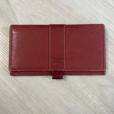 Coach Vintage Red Leather Checkbook Bifold Wallet