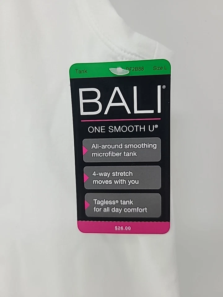 Camiseta sin mangas Bali One Smooth U suavizante sin etiquetas GRANDE BLANCA DF2B88 NUEVA CON ETIQUETAS L Foto 4 de 4