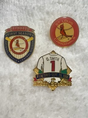 Sep 28, 1996 Ozzie Smith #1 Retired Busch Stadium Cardinals Lapel Pin, + 2 More!